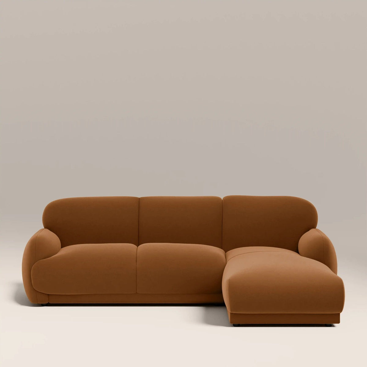 Laura Ashley UK Cloud Right Hand Chaise Sofa | Caramel Brown Sustainable Mohair Velvet