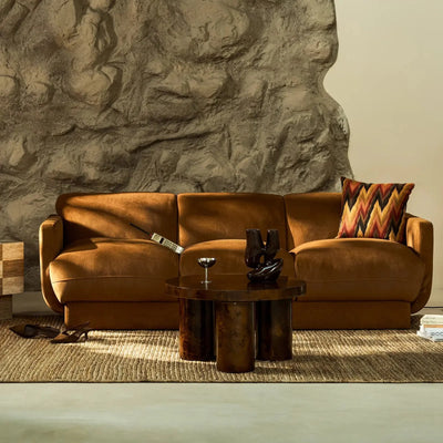 Laura Ashley UK Connick 3 Seater Sofa | Caramel Brown Sustainable Mohair Velvet