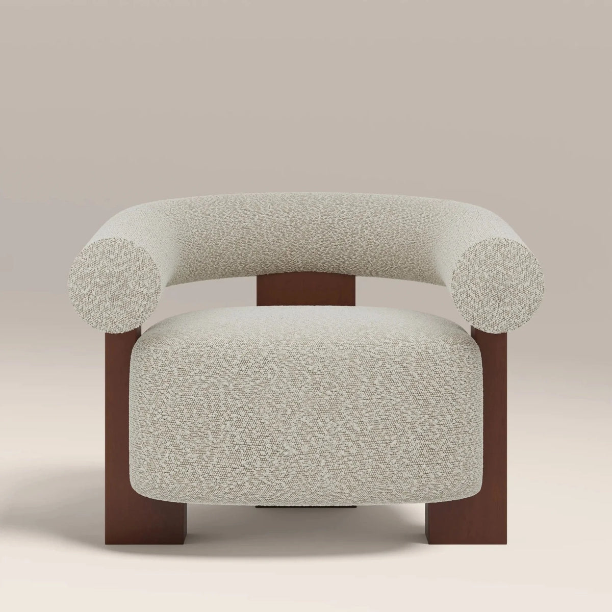Laura Ashley UK Fawnley Accent Chair | Speckled Stone Sustainable Boucle & Walnut