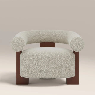 Laura Ashley UK Fawnley Accent Chair | Speckled Stone Sustainable Boucle & Walnut
