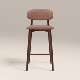 Laura Ashley UK Halston Bar Stool | Blush Pink Sustainable Velvet & Walnut