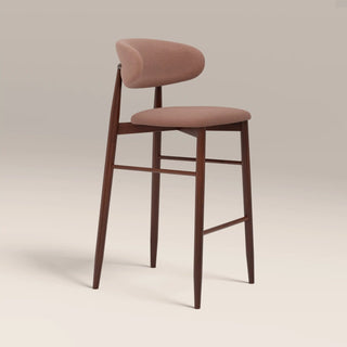 Laura Ashley UK Halston Bar Stool | Blush Pink Sustainable Velvet & Walnut
