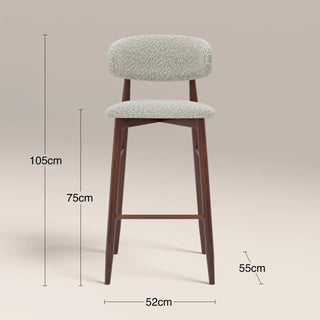Laura Ashley UK Halston Bar Stool | Speckled Stone Sustainable Boucle & Walnut