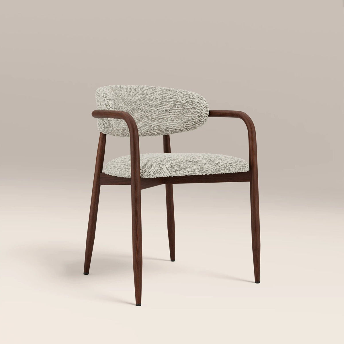 Laura Ashley UK Halston Carver Dining Chair | Speckled Stone Sustainable Boucle & Walnut