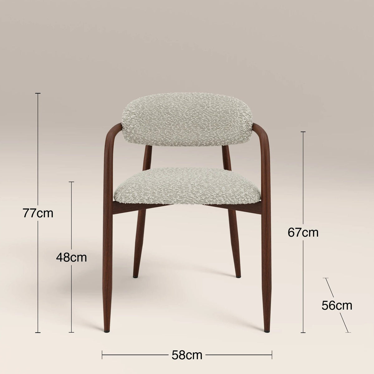Laura Ashley UK Halston Carver Dining Chair | Speckled Stone Sustainable Boucle & Walnut