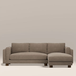 Laura Ashley UK Halton Right Hand Chaise Sofa | Truffle Brown Sustainable Mohair Velvet