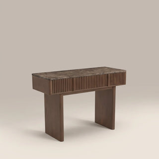 Laura Ashley UK Janis 2 Drawer Console Table | Emperador Brown Honed Marble &amp; Walnut