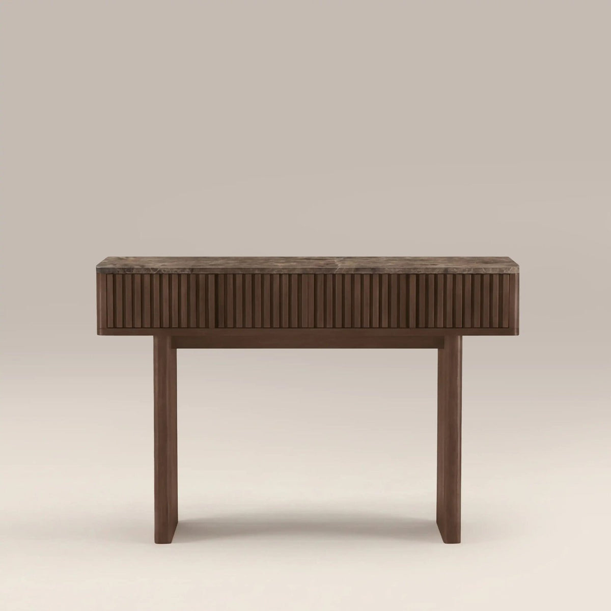 Laura Ashley UK Janis 2 Drawer Console Table | Emperador Brown Honed Marble &amp; Walnut