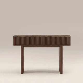 Laura Ashley UK Janis 2 Drawer Console Table | Emperador Brown Honed Marble &amp; Walnut