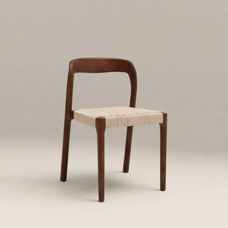 Laura Ashley UK Madeleine Stackable Wooden Dining Chair | Natural Weave & Walnut