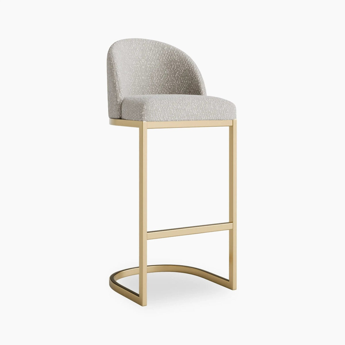 Laura Ashley UK Matteo Bar Stool with Backrest | Speckled Stone Sustainable Boucle