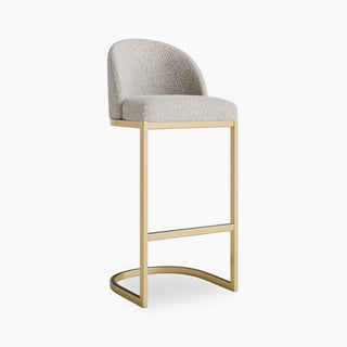 Laura Ashley UK Matteo Bar Stool with Backrest | Speckled Stone Sustainable Boucle