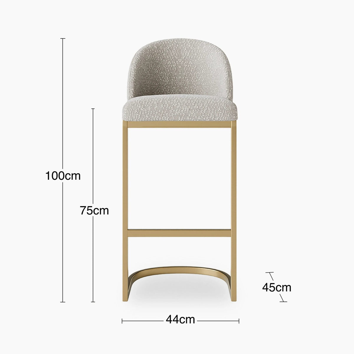 Laura Ashley UK Matteo Bar Stool with Backrest | Speckled Stone Sustainable Boucle