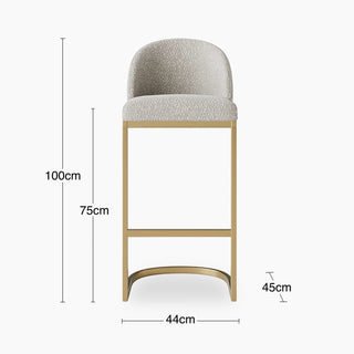Laura Ashley UK Matteo Bar Stool with Backrest | Speckled Stone Sustainable Boucle