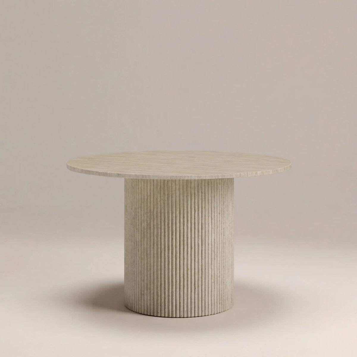 Laura Ashley UK Santoria 4 Seat Round Dining Table | Natural Travertine Effect Stone