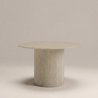 Laura Ashley UK Santoria 4 Seat Round Dining Table | Natural Travertine Effect Stone