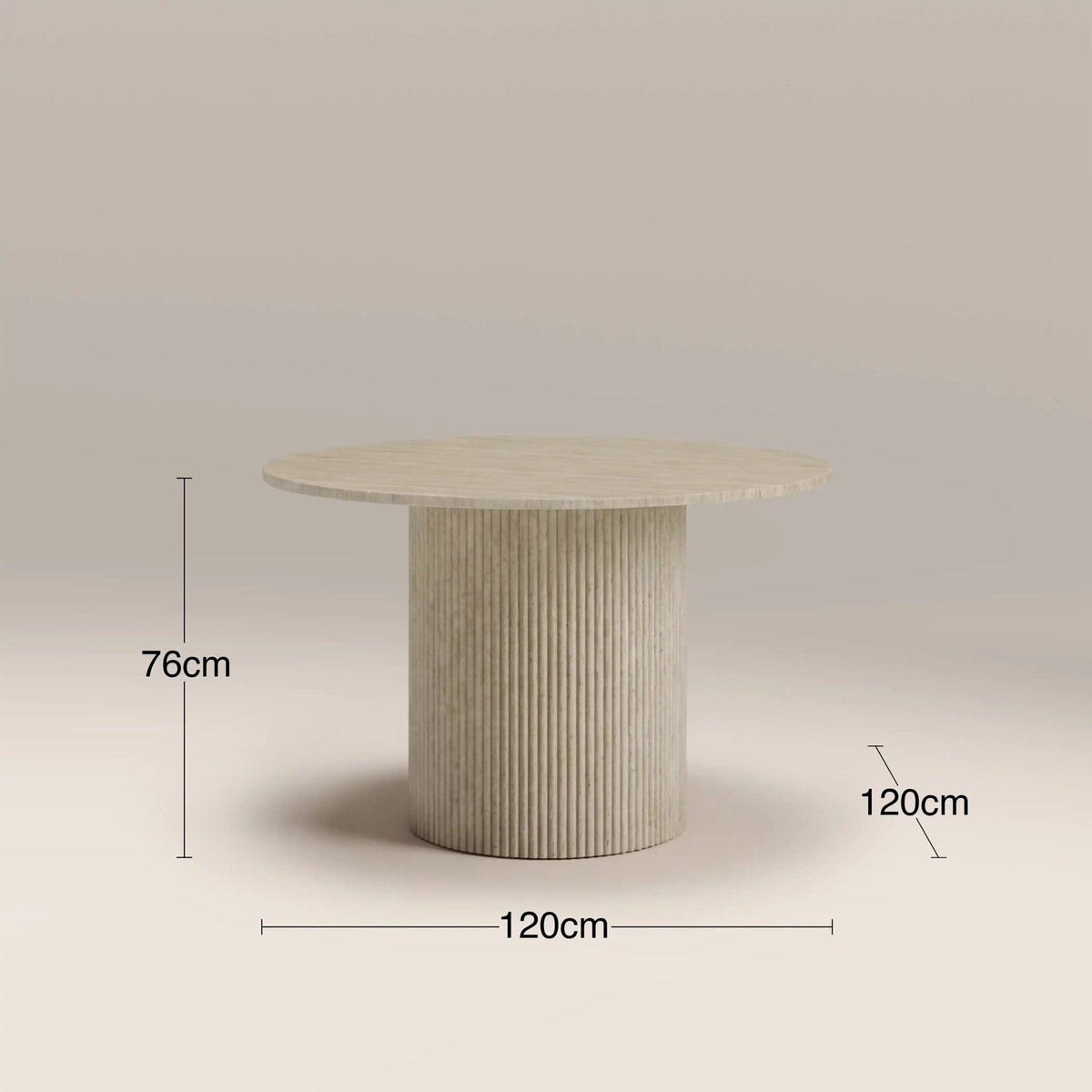 Laura Ashley UK Santoria 4 Seat Round Dining Table | Natural Travertine Effect Stone