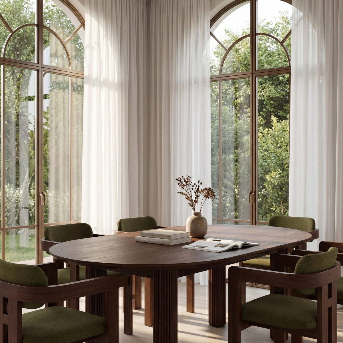 Laura Ashley UK Skylar 6-8 Seat Oval Extendable Wooden Dining Table | Walnut