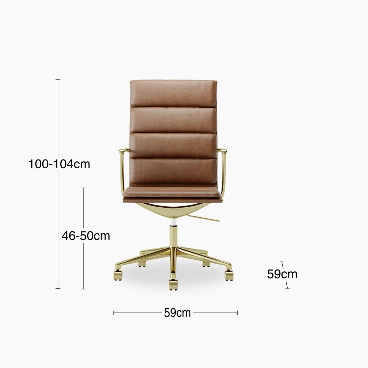 Laura Ashley UK Urma High Back Office Chair | Vintage Tan Faux Leather & Brass