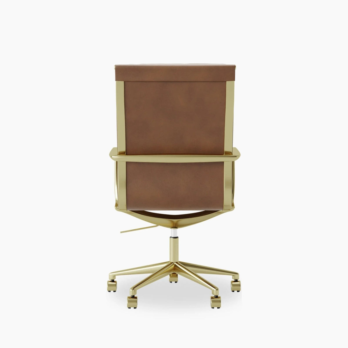 Laura Ashley UK Urma High Back Office Chair | Vintage Tan Faux Leather & Brass