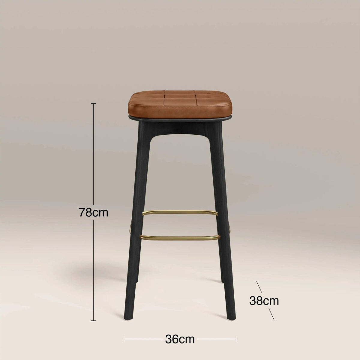 Laura Ashley UK Winchester Bar Stool | Tan Faux Leather & Black