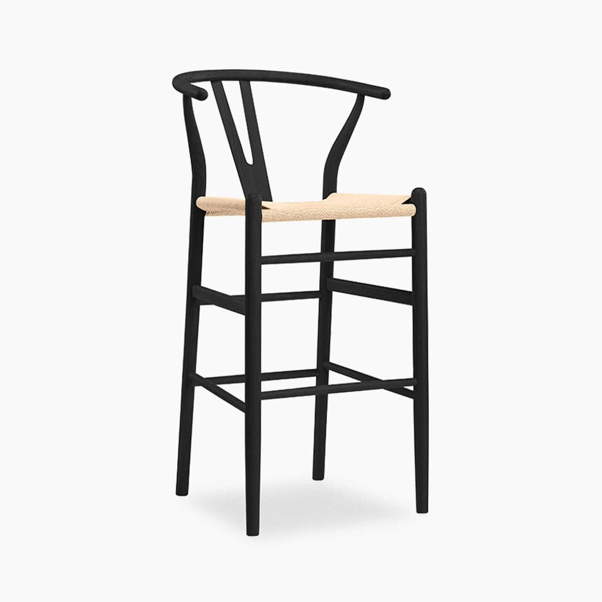 Laura Ashley Wish Wooden Bar Stool | Natural Weave & Black