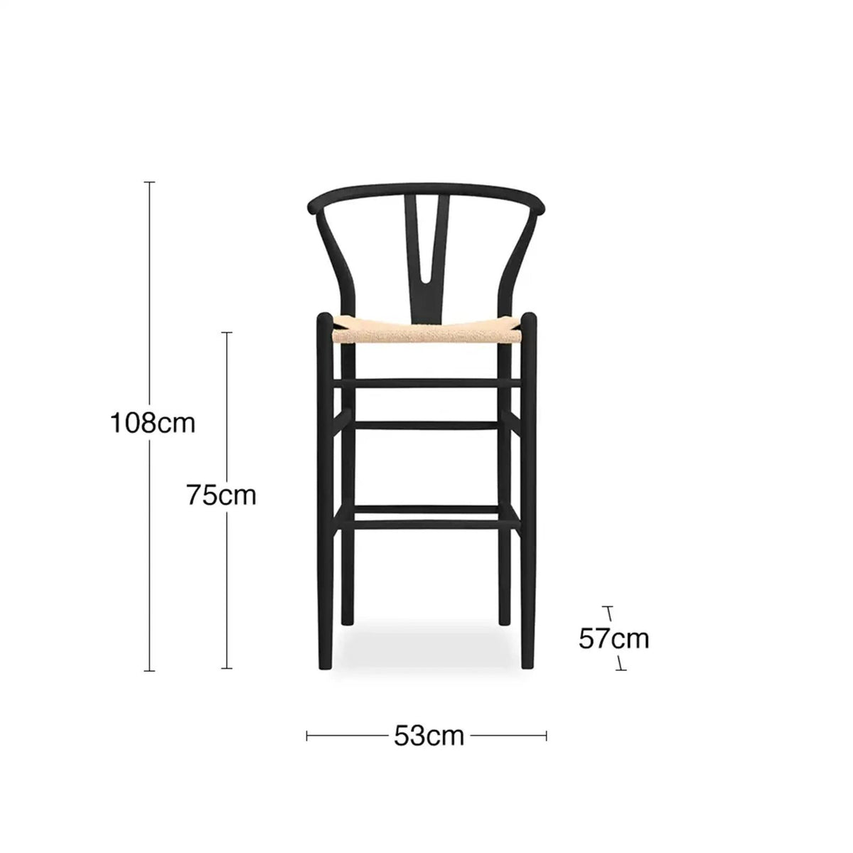 Laura Ashley Wish Wooden Bar Stool | Natural Weave & Black