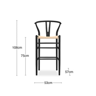 Laura Ashley Wish Wooden Bar Stool | Natural Weave & Black