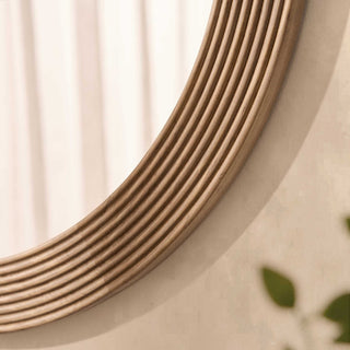 Cyrus Circle Wood Feather & Black Mirror - Light Wood
