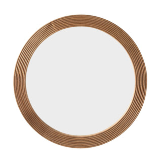Cyrus Circle Wood Feather & Black Mirror - Light Wood