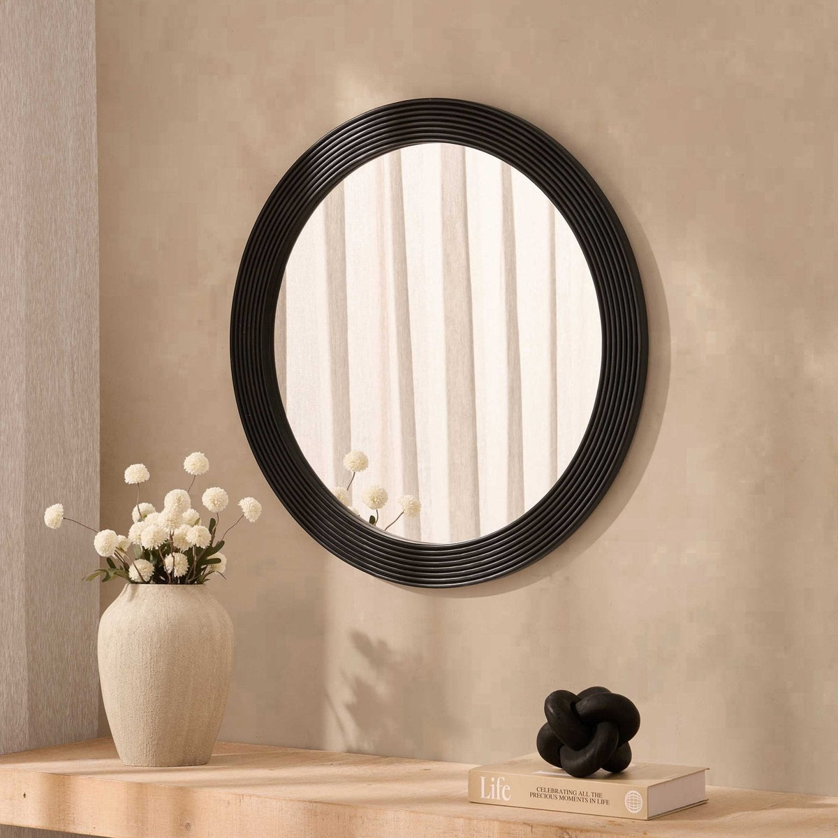 Cyrus Circle Wood Mirror - Black – Feather & Black