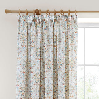 D & D Edena Decorative Floral Pencil Pleat Curtains - Natural – Laura Ashley UK