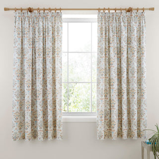 D & D Edena Decorative Floral Pencil Pleat Curtains - Natural – Laura Ashley UK