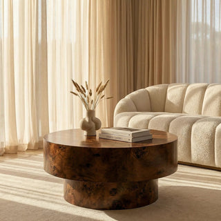 Dalton Round Wooden Coffee Table | Walnut Burl Wood – Laura Ashley UK