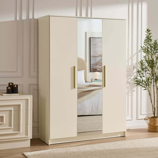 Darcey 3 Door Black & Feather Wardrobe - Cream