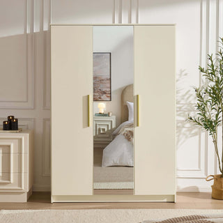 Darcey 3 Door Black & Feather Wardrobe - Cream