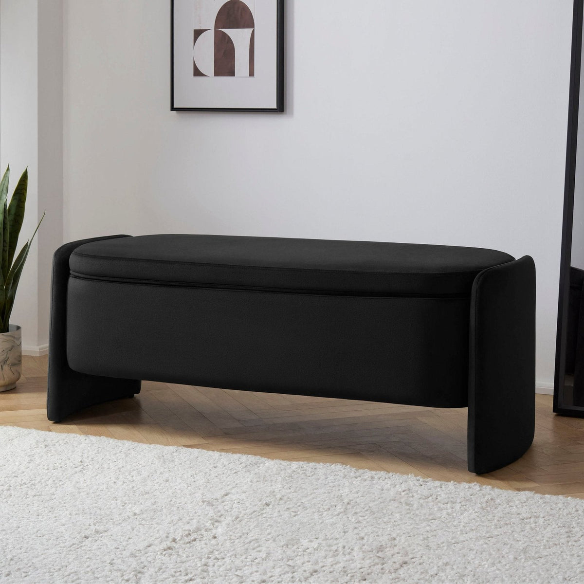 Didsbury Curved Storage Bench - Ink – Feather & Black