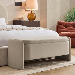 Didsbury Curved Storage Feather & Black Bench - Oatmeal