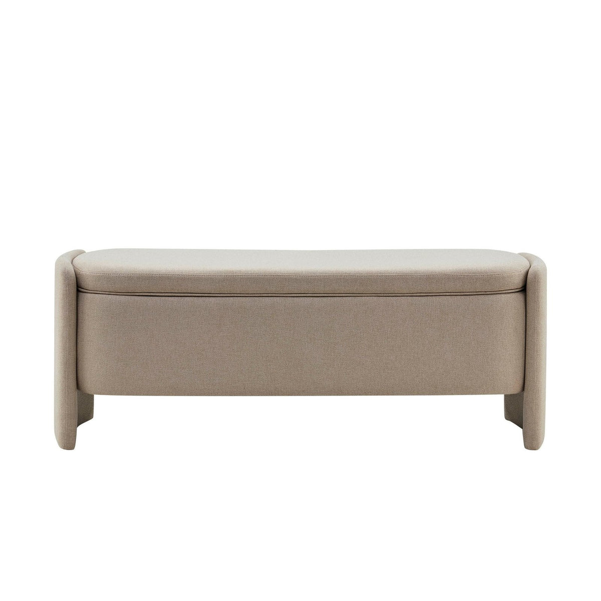 Didsbury Curved Storage Feather & Black Bench - Oatmeal