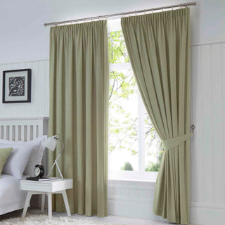Dijon Blackout Thermal Pencil Pleat Curtains - Green – Laura Ashley UK
