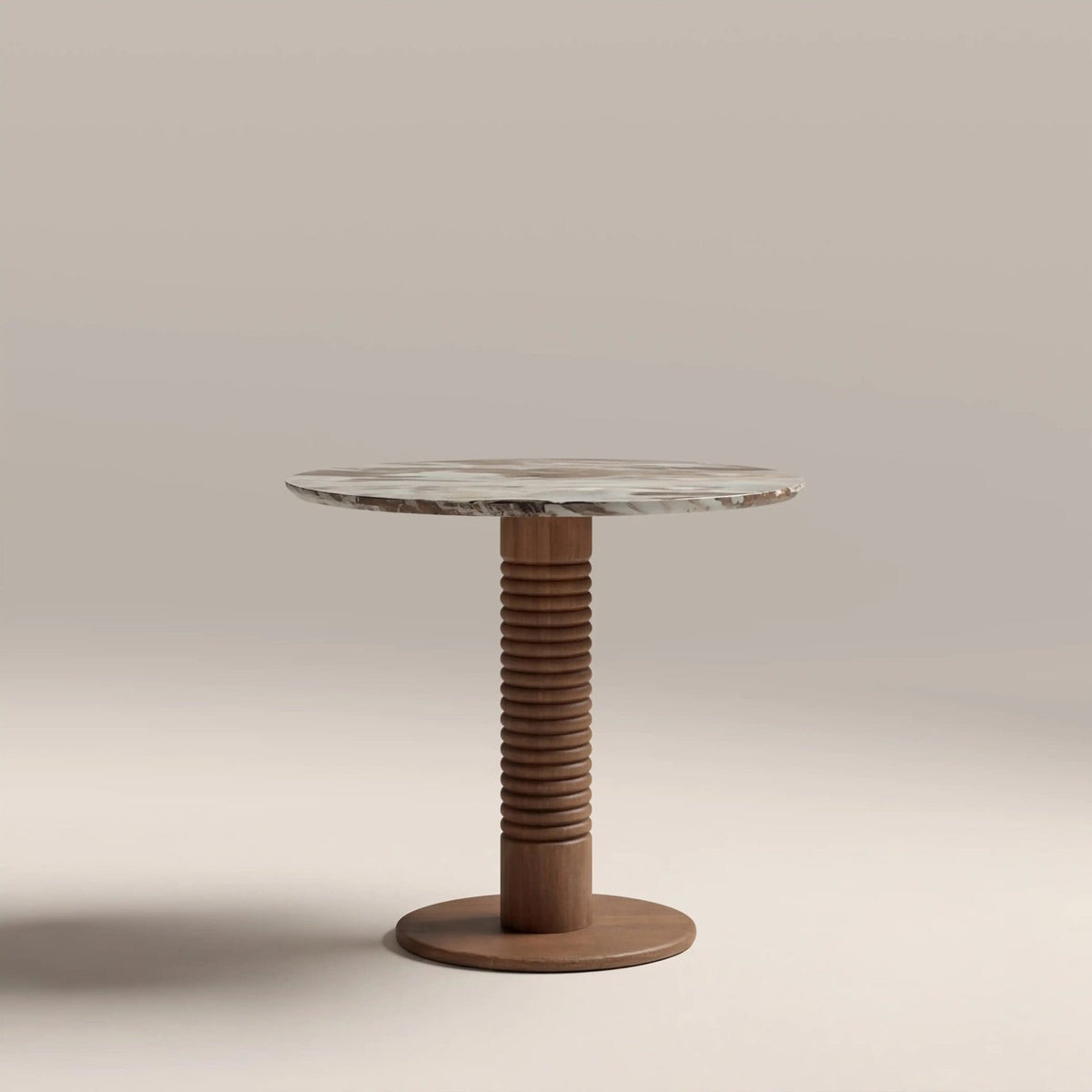 Dita 2 Seat Round Dining Table Laura Ashley | French Riviera Honed Marble & Walnut