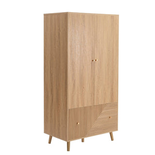 Dora 2 Door Wardrobe with Drawer - Light Wood – Black & Feather