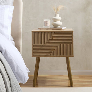 Dora 2 Drawer Nightstand - Light Wood – Black & Feather