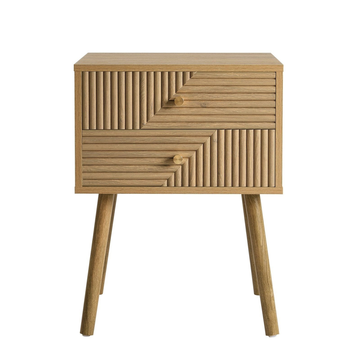 Dora 2 Drawer Nightstand - Light Wood – Black & Feather