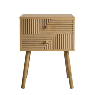 Dora 2 Drawer Nightstand - Light Wood – Black & Feather