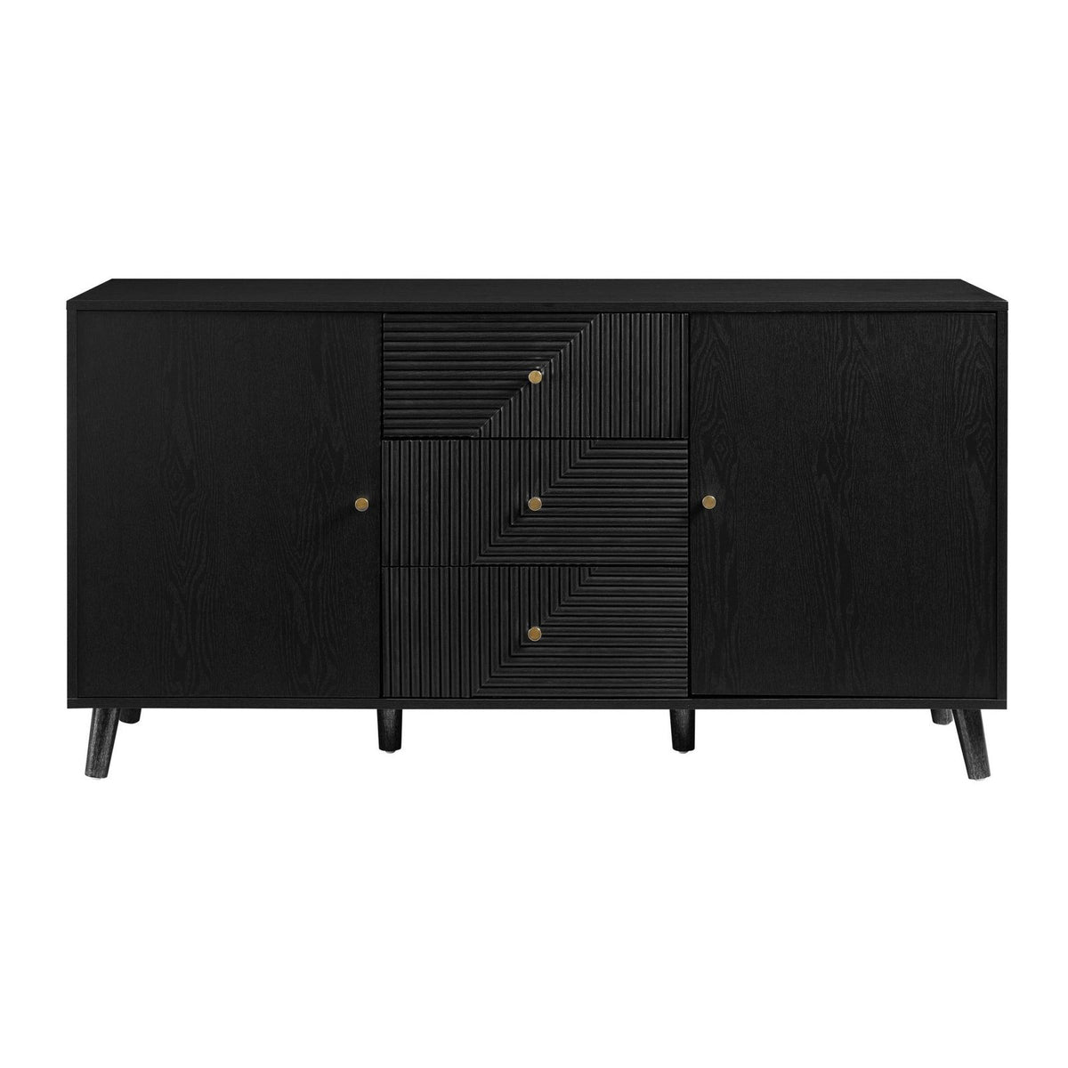 Dora Large Sideboard Black & Feather with Drawers - Black