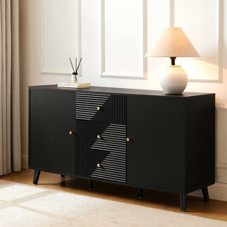 Dora Large Sideboard Black & Feather with Drawers - Black