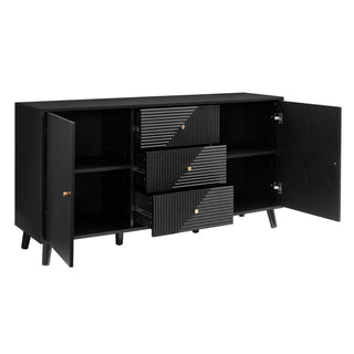 Dora Large Sideboard Black & Feather with Drawers - Black