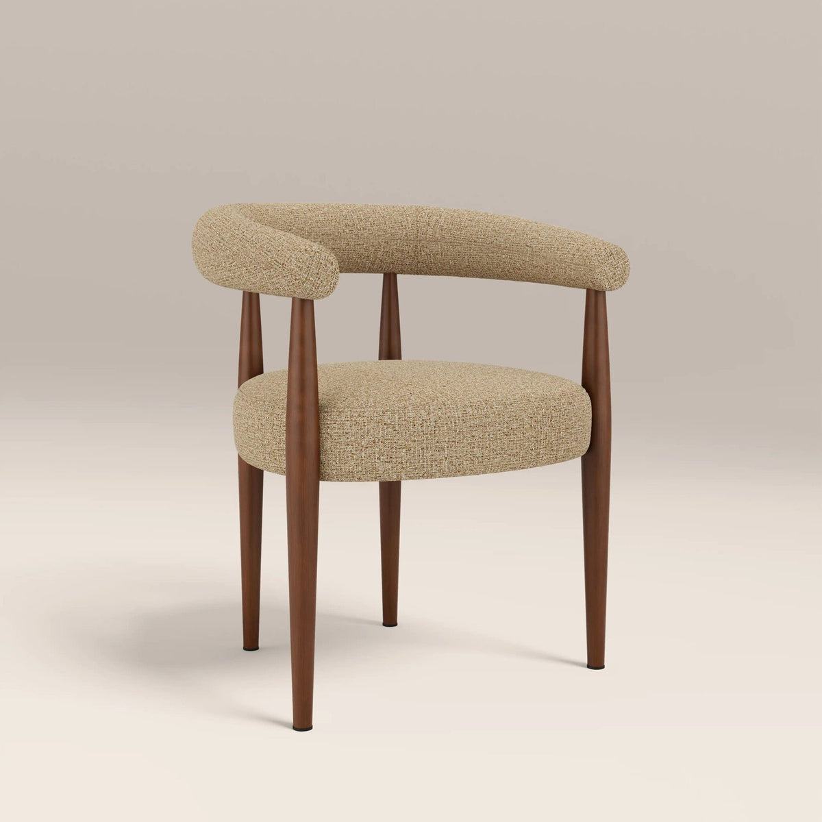 Elan Carver Dining Chair | Laura Ashley Speckled Latte Boucle & Walnut