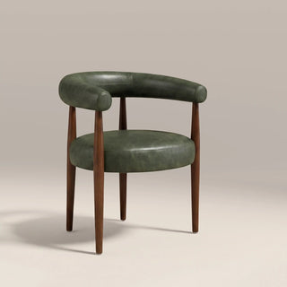 Elan Carver Dining Chair | Vintage Green Faux Leather & Walnut – Laura Ashley UK